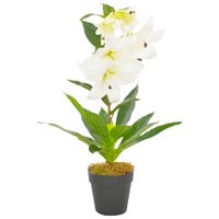 vidaXL Kunstplant met pot lelie 65 cm wit - thumbnail