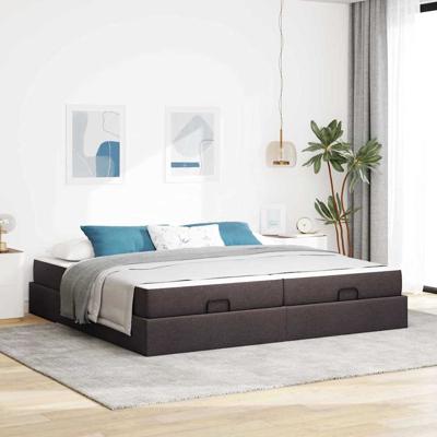 Bedframe met opslag Donkerbruin 200 x 200 cm Stof