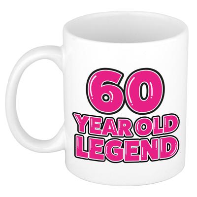Verjaardag cadeau mok 60 jaar - al zo oud - legende - roze - 350 ml - keramiek