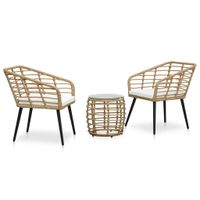 3-delige Bistroset poly rattan eikenkleurig - thumbnail