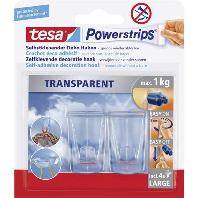 tesa POWERSTRIPS® Zelfklevende haak Large Transparant Inhoud: 2 stuk(s)