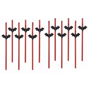 12x Vleermuizen rietjes Halloween   -