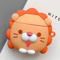 Voor Apple AirPods 1/2 generatie universele draadloze Leeuw en dinosaurus hoofdtelefoon houder Bluetooth beschermhoes (oranje)