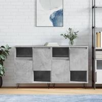 Dressoirs 2 st bewerkt hout betongrijs
