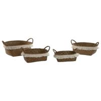 Mandenset Home ESPRIT Wit Natuurlijk Natuurlijke Vezel Boho Versleten (4 Onderdelen)