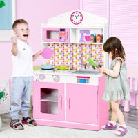 Kinderkeuken Speelgoed Speelkeuken voor Peuter Fantasiespel Kinderkeuken 57 x 28 x 95,5 cm Roze - thumbnail