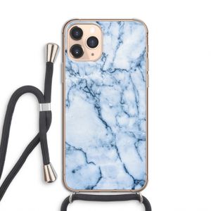 Blauw marmer: iPhone 11 Pro Transparant Hoesje met koord