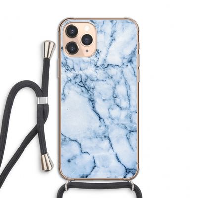 Blauw marmer: iPhone 11 Pro Transparant Hoesje met koord