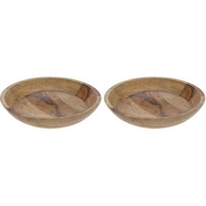 2x Decoratie/serveerschalen - donker mango hout - 30 x 7 cm