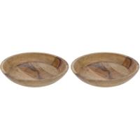 2x Decoratie/serveerschalen - donker mango hout - 30 x 7 cm - thumbnail