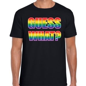 Guess what tekst coming out regenboog / LHBT t-shirt zwart voor heren 2XL  -