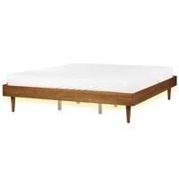 Beliani - TOUCY - Bed met LED - Lichtbruin - 180 x 200 cm - Rubberhout