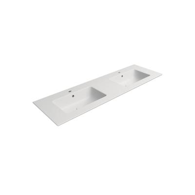 Dubbele Wastafel Keramiek Sapho Pura 142x46 cm Mat Wit