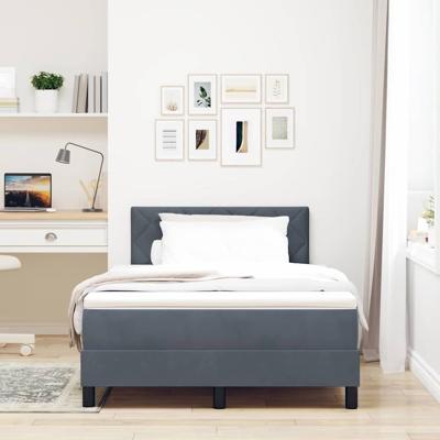 Boxspring bed met matras Donkergrijs 120 x 190 cm Fluweel