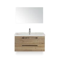 Seville Badmeubelset 100 cm - Natuur Eiken - Wastafel Djazz 1 kraangat - met Spiegel