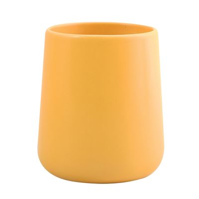 Badkamer drinkbeker/tandenborstelhouder Malmo - Keramiek - saffraan geel - 8 x 10 cm