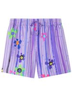 AZ FACTORY mini-short rayé à fleurs - Violet - thumbnail