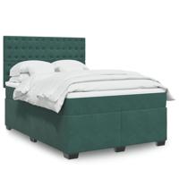 Boxspring met matras fluweel donkergroen 140x190 cm