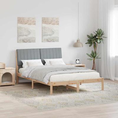 Bedframe met hoofdeinde Bruin 135 x 190 cm Stof Bedframe met hoofdeinde Bruin 135 x 190 cm Stof