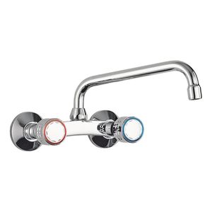 Keukenkraan Tres ESE-23 | Wandmontage | 360° Draaibaar | Mengkraan | 2-knops | Rond | Chroom