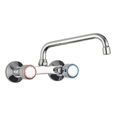 Keukenkraan Tres ESE-23 | Wandmontage | 360° Draaibaar | Mengkraan | 2-knops | Rond | Chroom