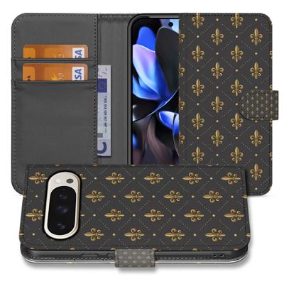 Telefoonhoesje Google Pixel 10 | 10 Pro Franse Lelie Bruin Goud | Portemonnee hoesje