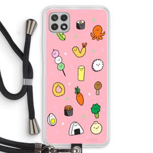 Happy bento friends: Samsung Galaxy A22 4G Transparant Hoesje met koord