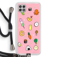 Happy bento friends: Samsung Galaxy A22 4G Transparant Hoesje met koord