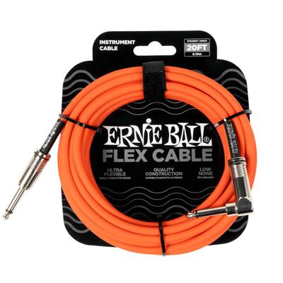 Ernie Ball 6467 Flex Cable Gitaarkabel Oranje 6 Meter Haaks-Recht