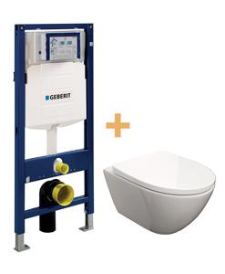 Luca Varess Moreno SilentFlush hangend toilet hoogglans wit randloos met Geberit Systemfix UP320 inbouwreservoir