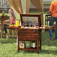 Houten Terraskoeler Verrijdbare Koeler 51 L met Legplanken en Flesopener voor Feestjes Tuin Zwembad Bruin