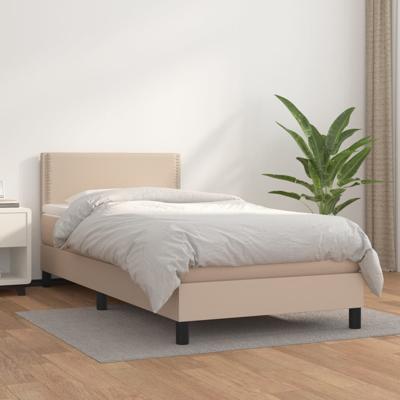 Boxspring met matras kunstleer cappuccinokleurig 80x200 cm