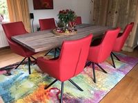 Set van 6 leren eetkamerstoelen - draaibaar - rood leer - Echt leer, Industrieel, ontdek de vele Leersoorten en Kleuren bij ShopX