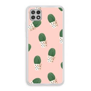 Cactusprint roze: Samsung Galaxy A22 4G Transparant Hoesje