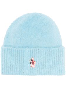 Moncler Grenoble bonnet en laine mélangée à logo appliqué - Bleu