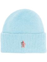 Moncler Grenoble bonnet en laine mélangée à logo appliqué - Bleu