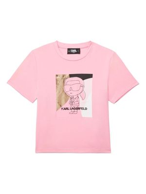 Karl Lagerfeld Kids T-shirt met print en jersey textuur - Roze