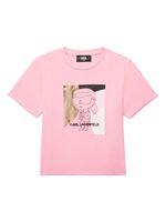 Karl Lagerfeld Kids T-shirt met print en jersey textuur - Roze - thumbnail