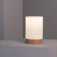 Tafellamp hout &apos;Kabilo&apos; keramiek modern E14 fitting 10 cm