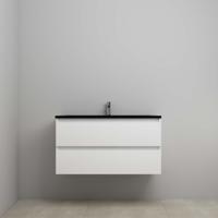 On-Line Onderkast - 100 cm - Voorgemonteerd - Ladestructuur - Acryl Wastafel - 1 Kraangat - Hoogglans Wit