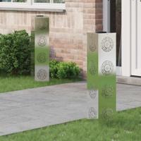 VidaXL Solar led pad licht 2 pcs zilver roestvrij staal