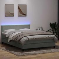 Boxspring met matras en LED fluweel lichtgrijs 160x210 cm