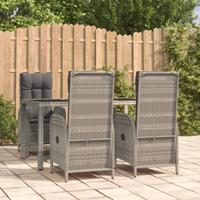 5-delige Tuinset met kussens poly rattan grijs