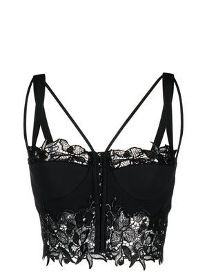 Versace corset à fleurs en dentelle - Noir