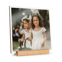 Houten fototegel met houder bedrukken - Vierkant