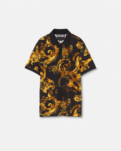 Versace Jeans Couture Allover Print Polo Heren Zwart/Goud - Maat S - Kleur: GoudZwart | Soccerfanshop