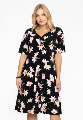 Yoek Jurk A-lijn HIBISCUS | Zwart | Maat 54/56