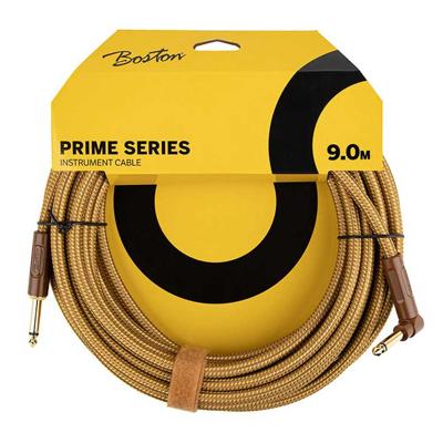 Boston GCRT-90A Prime Series Yellow Tweed Gitaarkabel Recht-Haaks 9 Meter