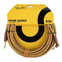 Boston GCRT-90A Prime Series Yellow Tweed Gitaarkabel Recht-Haaks 9 Meter