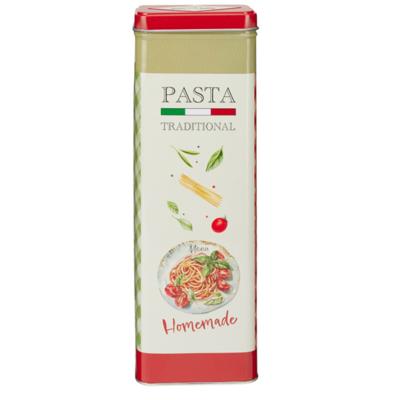 Pasta / spaghetti bewaarblik Nostagia - rood - metaal - Italiaans - 10 x 8 x 20 cm - voorraadblik